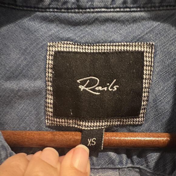 Rails Shirt Womens XS Blue Ombre Snap‎ Button Long Sleeve Tencel Western Top - Picture 2 of 13